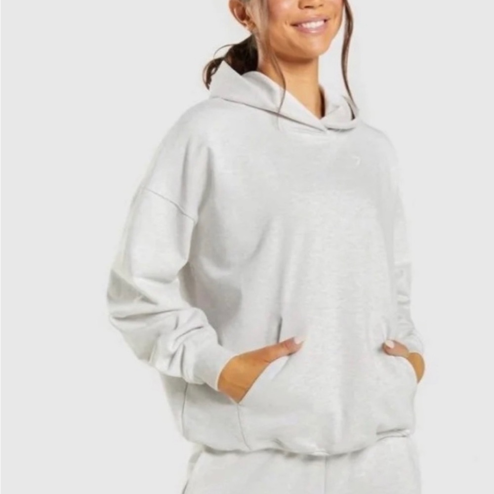 GYM SHARK rest day hoodie- light grey